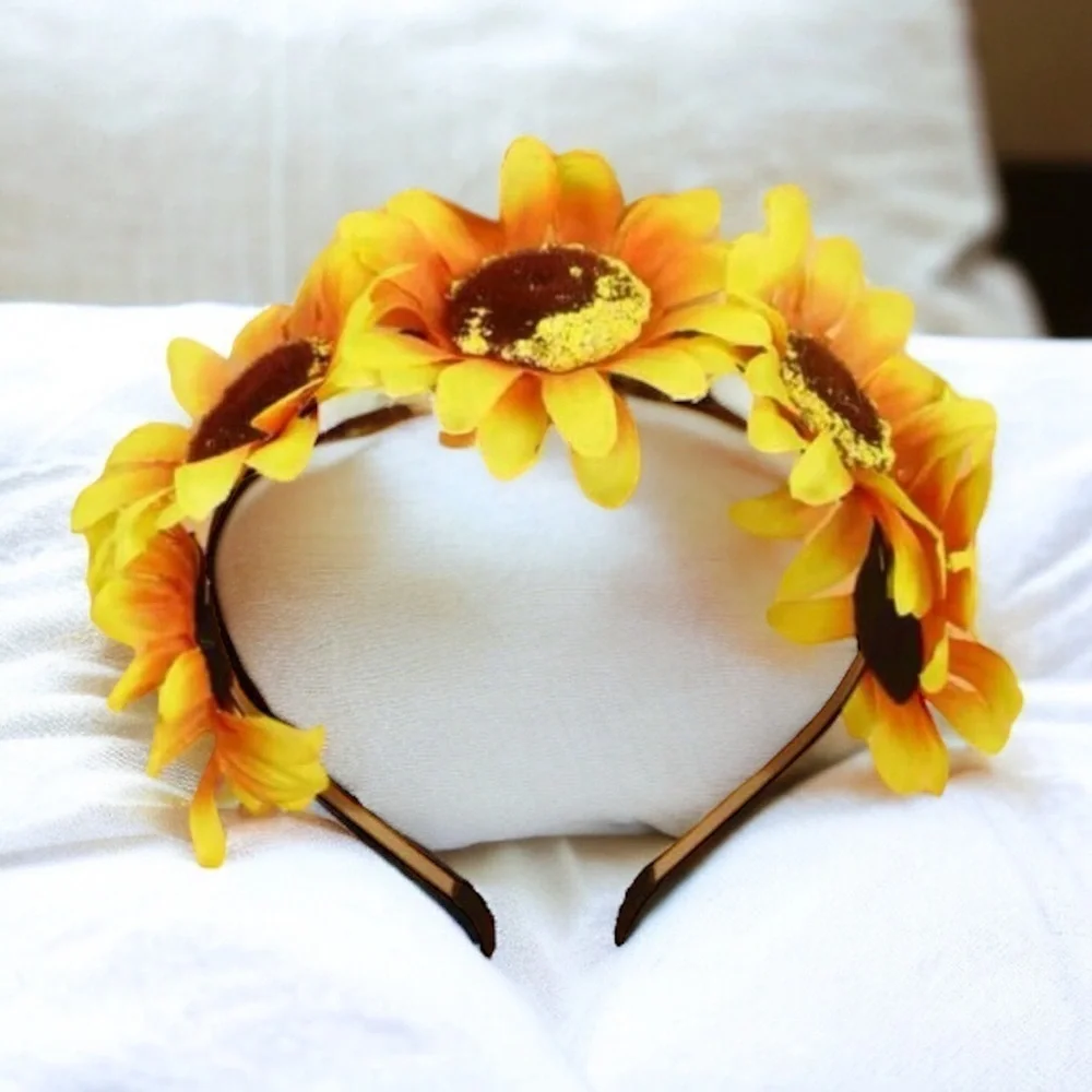 Sunflower Headband - Boho Chic Headpiece 🌻 Floral Accessories, Flower Child